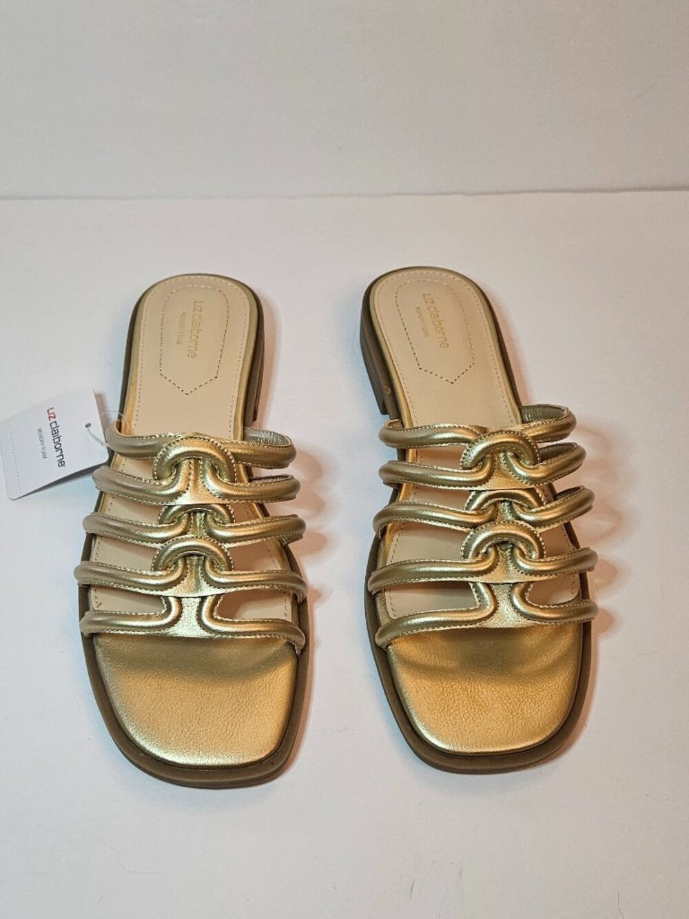 Liz Claiborne Gold Multi-Strap Slide Sandals Womens Size 9.5 - Picture 2 of 8